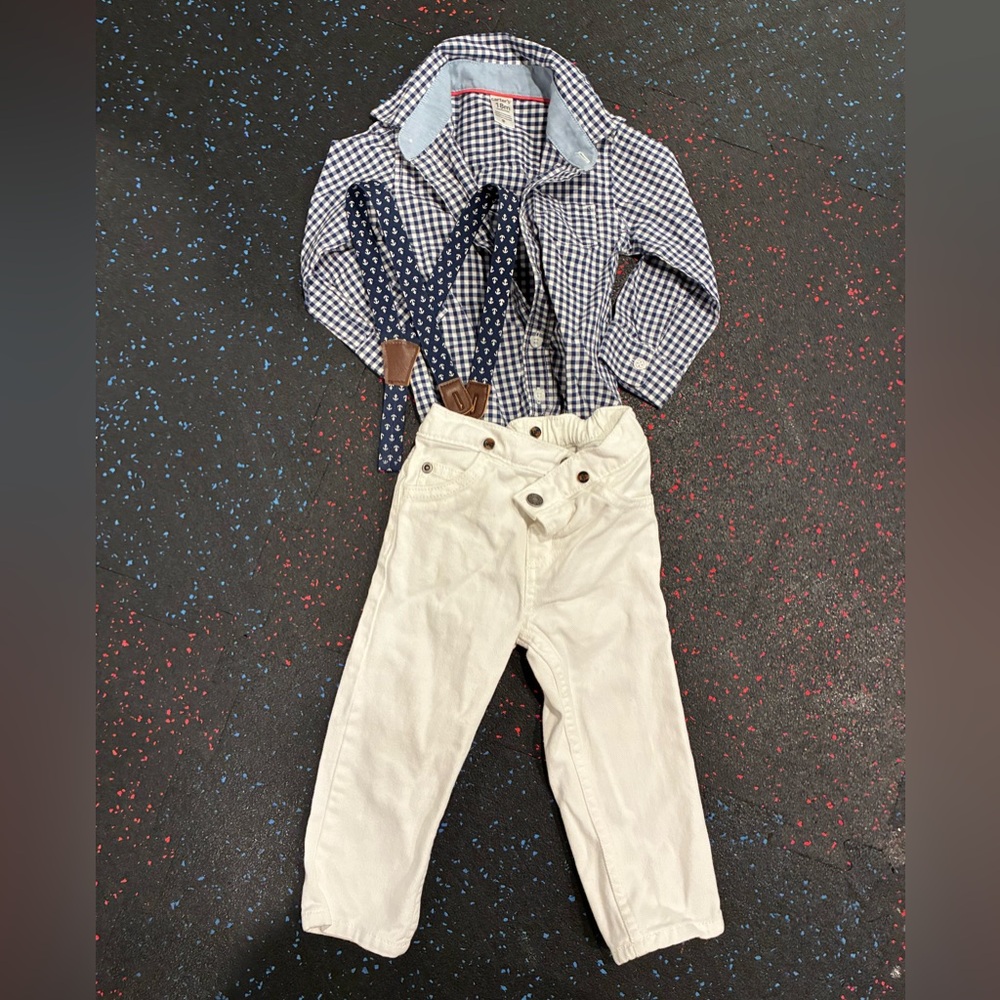 White and blue outfit 18 months